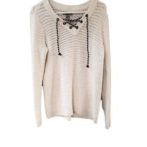 Bass Women's White Lace Up Knit Sweater